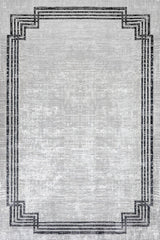 Light Grey Dark Grey Modern Geometric Living Room Rug Linear - Cotton