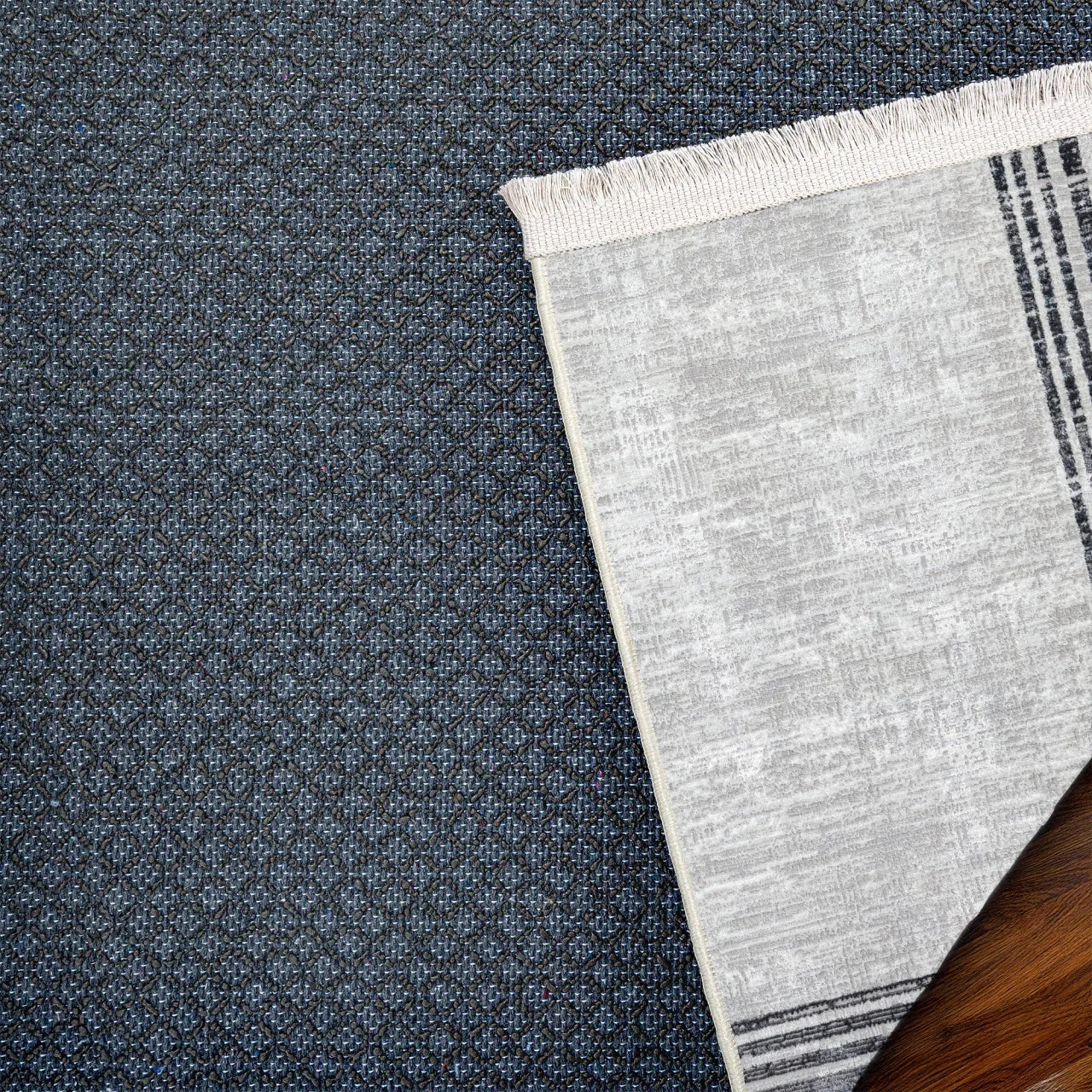 Antrasit Gri Bordürlü Minimalist Halı - Yıkanabilir - Kaymaz Taban - Pati Dostu