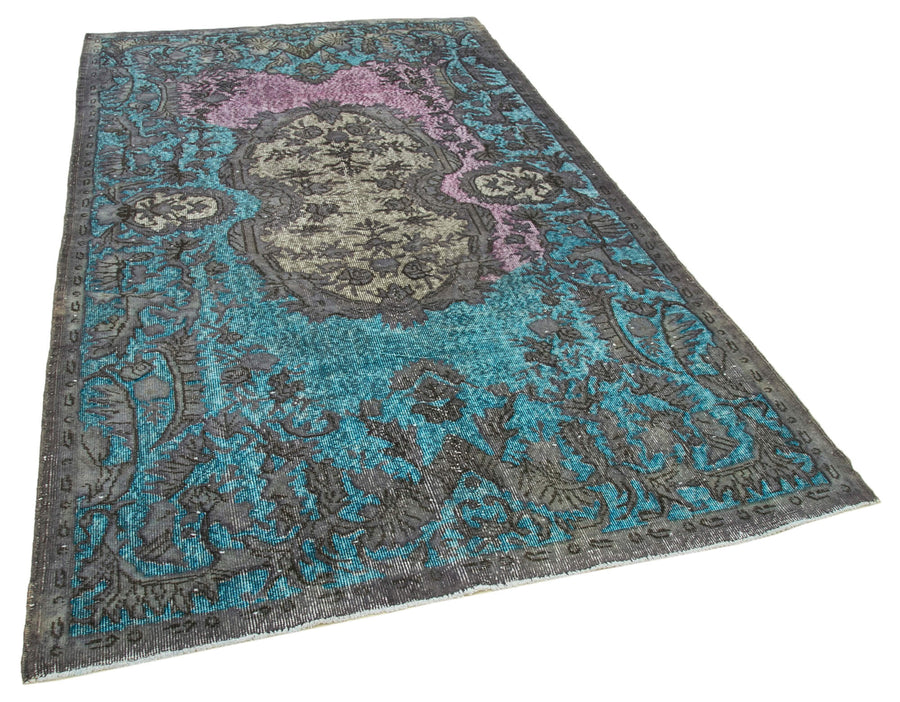 Besko Turkuaz Gri Madalyon Desenli Yün ve Pamuk Halı 163x280 cm – genel görünüm