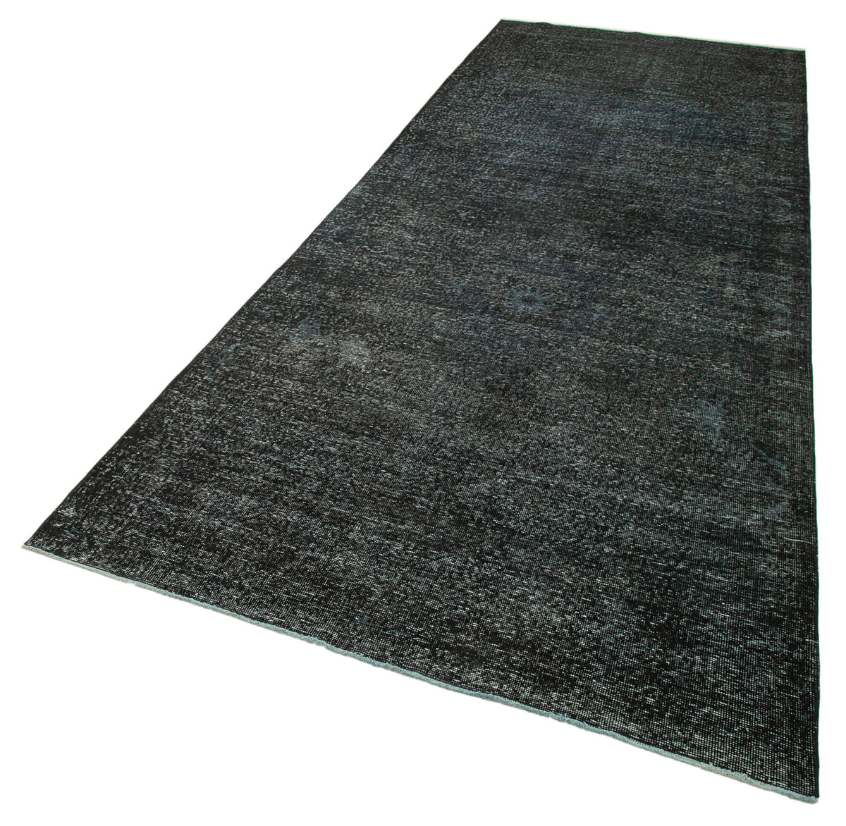 Velon Lacivert Gri Düz Zile Overdyed El Dokuma Yolluk 145x383 cm – doku yakın çekim