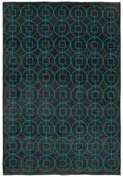 Braxo Antrasit Turkuaz Geometrik Yün Dokuma Modern Halı 289x417 cm