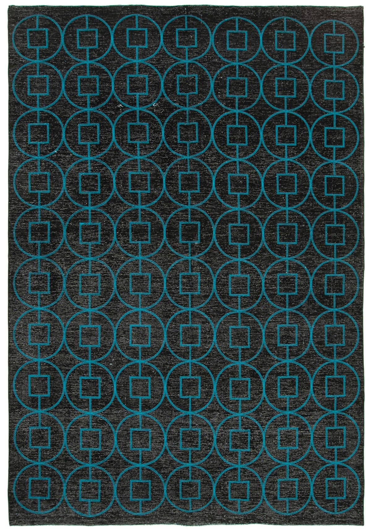 Braxo Antrasit Turkuaz Geometrik Yün Dokuma Modern Halı 289x417 cm