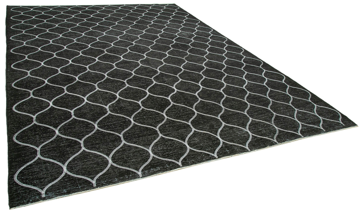 Braxo El Dokuma Siyah Beyaz Geometrik Vintage Halı 279x387 cm 26988 – genel görünüm
