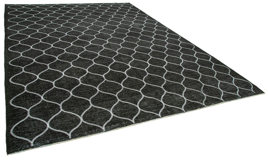 Braxo El Dokuma Siyah Beyaz Geometrik Vintage Halı 279x387 cm 26988 – genel görünüm