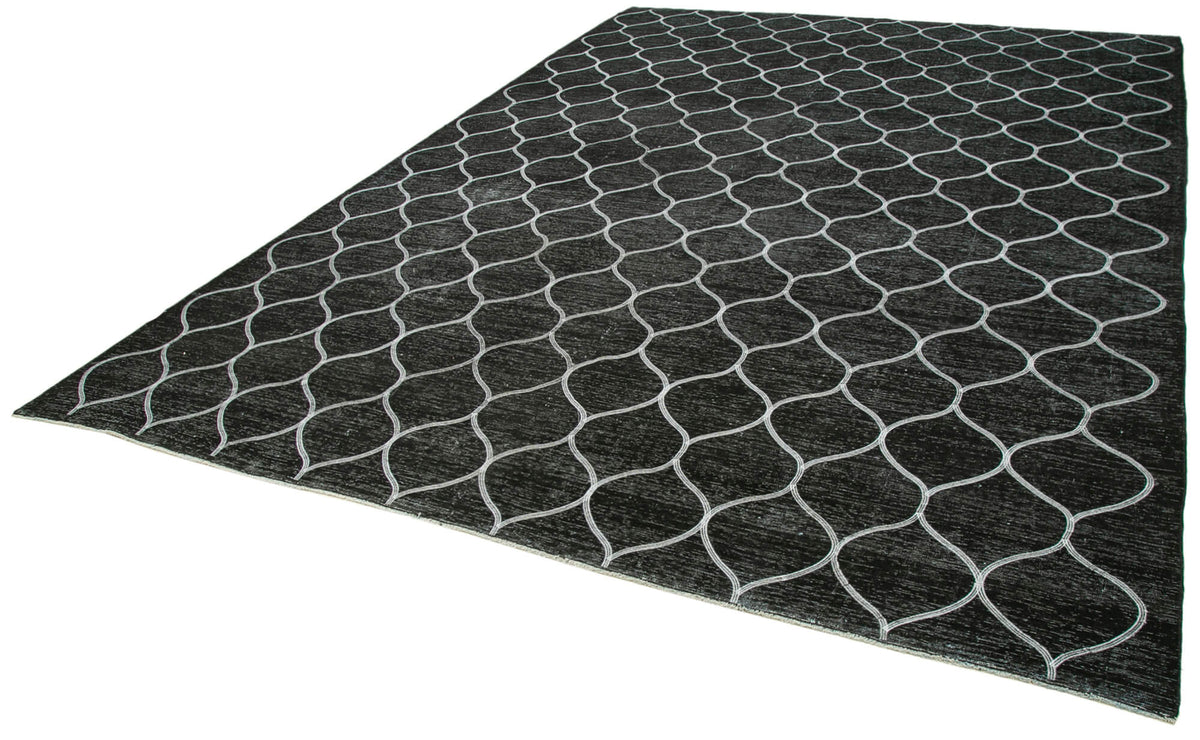 Braxo El Dokuma Siyah Beyaz Geometrik Vintage Halı 279x387 cm 26988 – doku yakın çekim