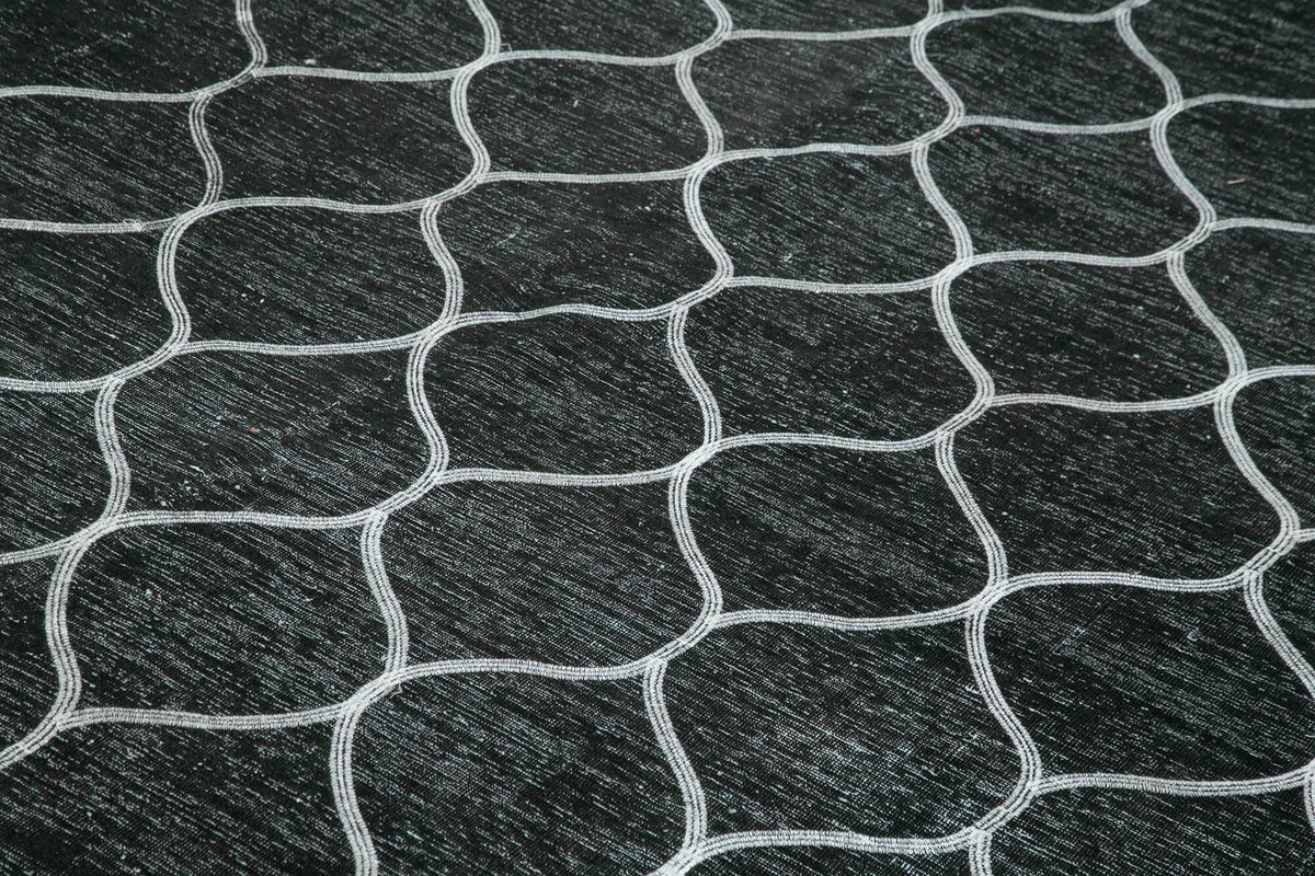 Braxo El Dokuma Siyah Beyaz Geometrik Vintage Halı 279x387 cm 26988 – mekânda kullanım
