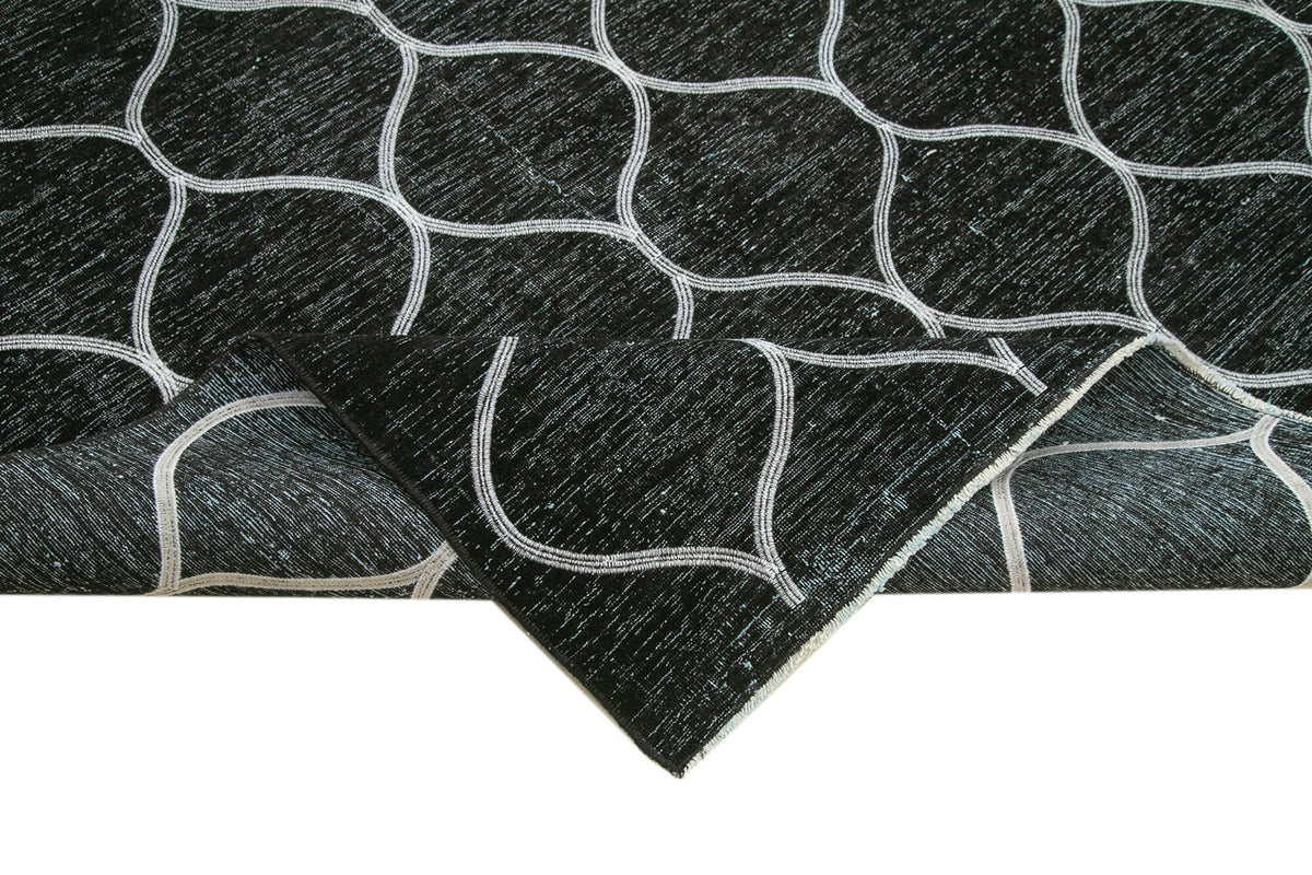 Braxo El Dokuma Siyah Beyaz Geometrik Vintage Halı 279x387 cm 26988 – kenar detayı