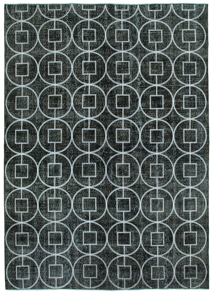 Braxo Geometrik Desenli Antrasit Beyaz El Dokuma Halı 246x340 cm