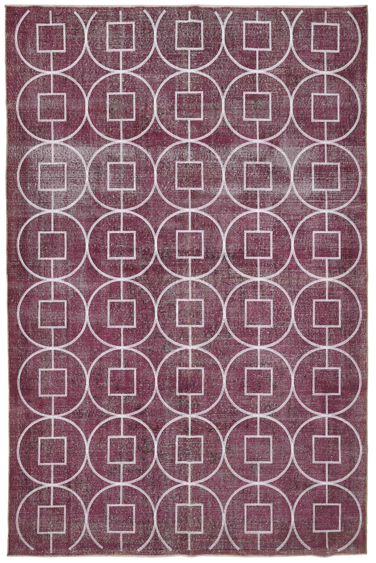 Braxo Bordo Beyaz Geometrik Desenli El Dokuma Halı 212x316 cm