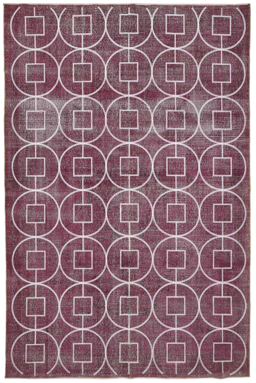 Braxo Bordo Beyaz Geometrik Desenli El Dokuma Halı 212x316 cm