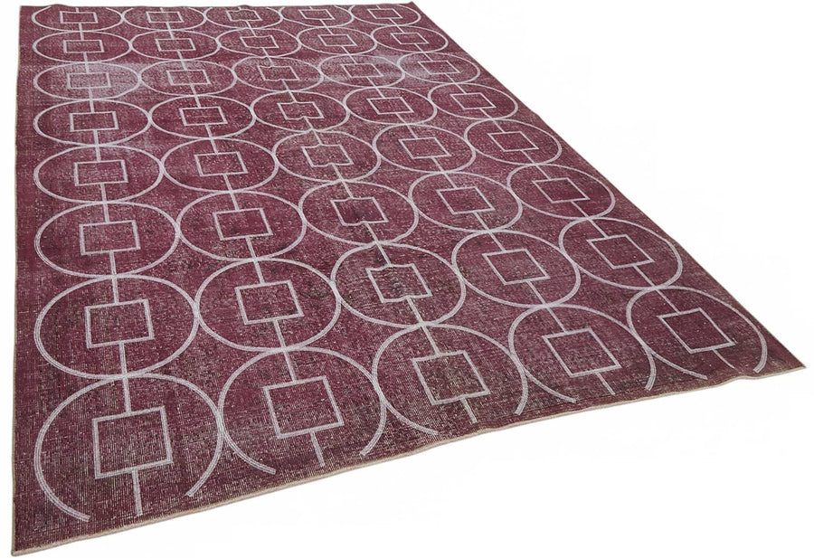 Braxo Bordo Beyaz Geometrik Desenli El Dokuma Halı 212x316 cm – genel görünüm