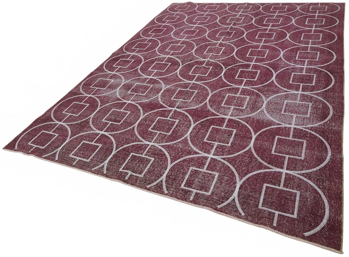 Braxo Bordo Beyaz Geometrik Desenli El Dokuma Halı 212x316 cm – doku yakın çekim