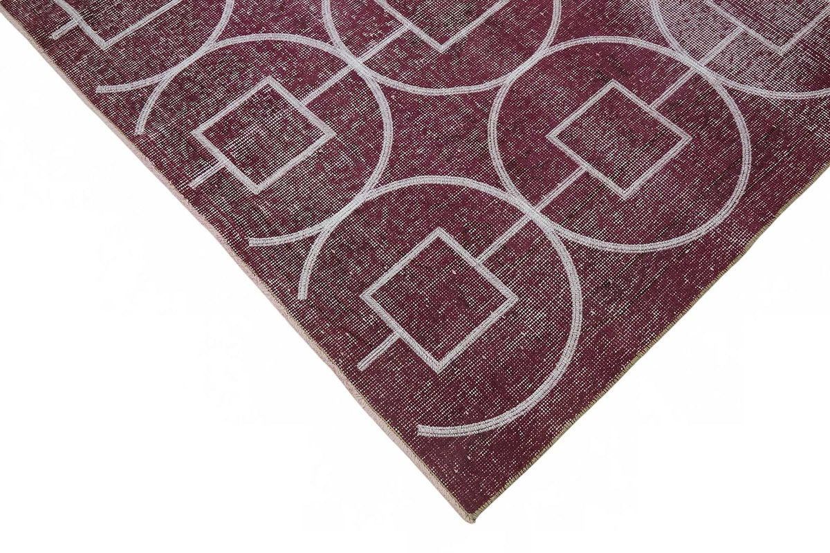 Braxo Bordo Beyaz Geometrik Desenli El Dokuma Halı 212x316 cm – detay görünümü