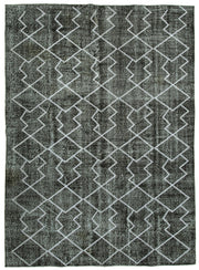 Kesle Antrasit Beyaz Geometrik Desenli 30-70 Yıllık El Dokuma Halı 210x298 cm