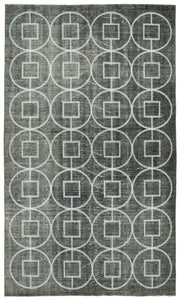 Kesle Geometrik Desenli Vintage Açık Gri Halı 176x297 cm