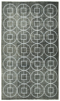 Kesle Geometrik Desenli Vintage Açık Gri Halı 176x297 cm