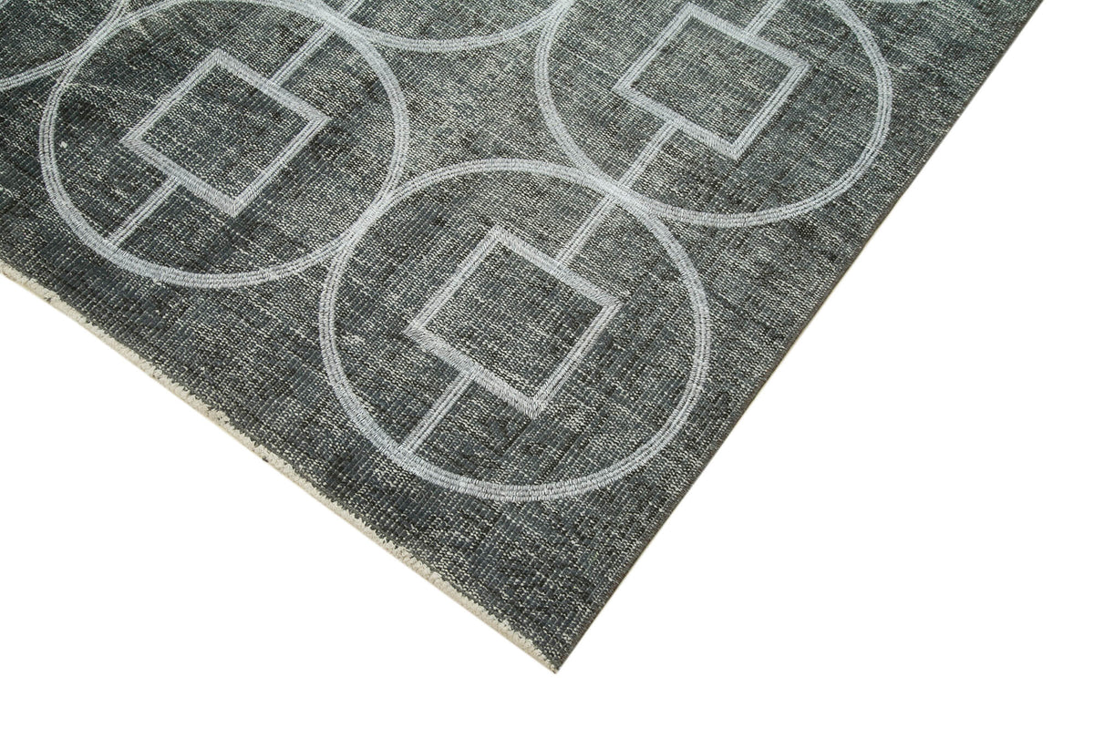Kesle Geometrik Desenli Vintage Açık Gri Halı 176x297 cm – detay görünümü