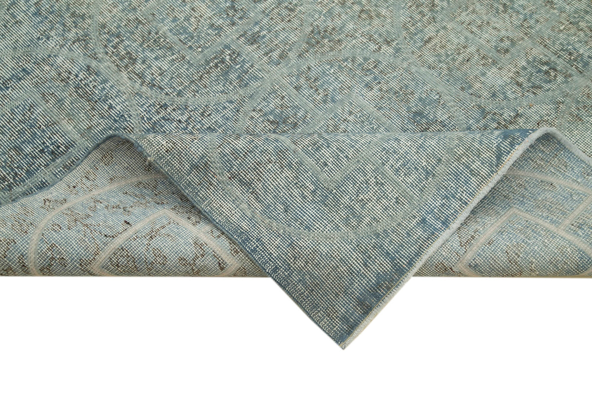 Braxo Mavi Gri Soyut Desenli Modern El Dokuma Halı 220x297 cm – kenar detayı