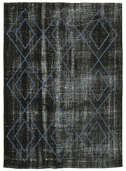 Kesle Siyah Gri Geometrik Desenli Yün Halı 180x264 cm