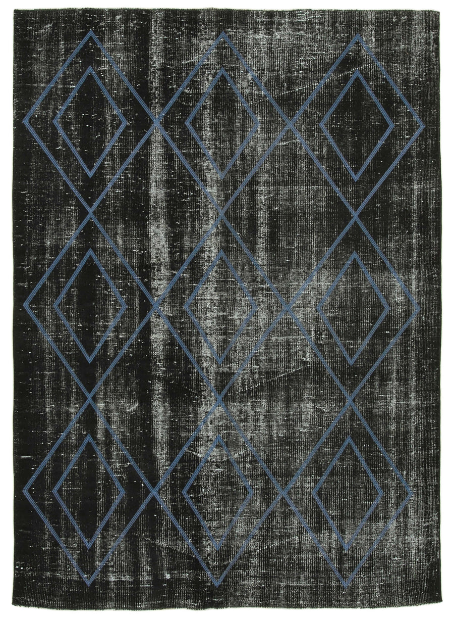 Kesle Siyah Gri Geometrik Desenli Yün Halı 180x264 cm