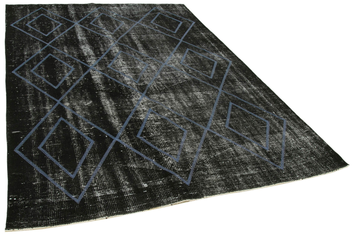 Kesle Siyah Gri Geometrik Desenli Yün Halı 180x264 cm – genel görünüm