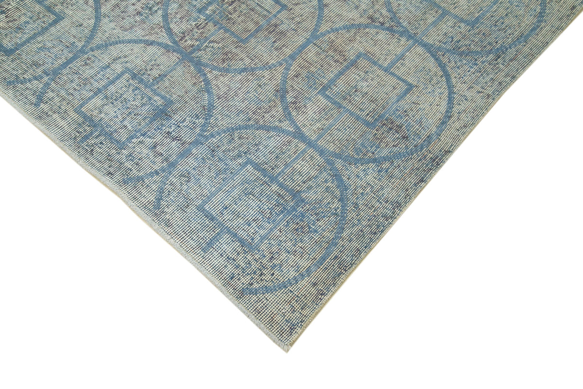 Kesle Gri Mavi Geometrik Desenli Modern El Dokuma Halı 207x312 cm – detay görünümü