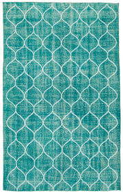 Kesle Turkuaz Beyaz Geometrik Desenli Modern El Dokuma Halı 171x280 cm