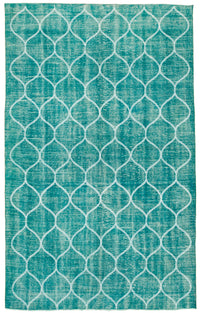 Kesle Turkuaz Beyaz Geometrik Desenli Modern El Dokuma Halı 171x280 cm