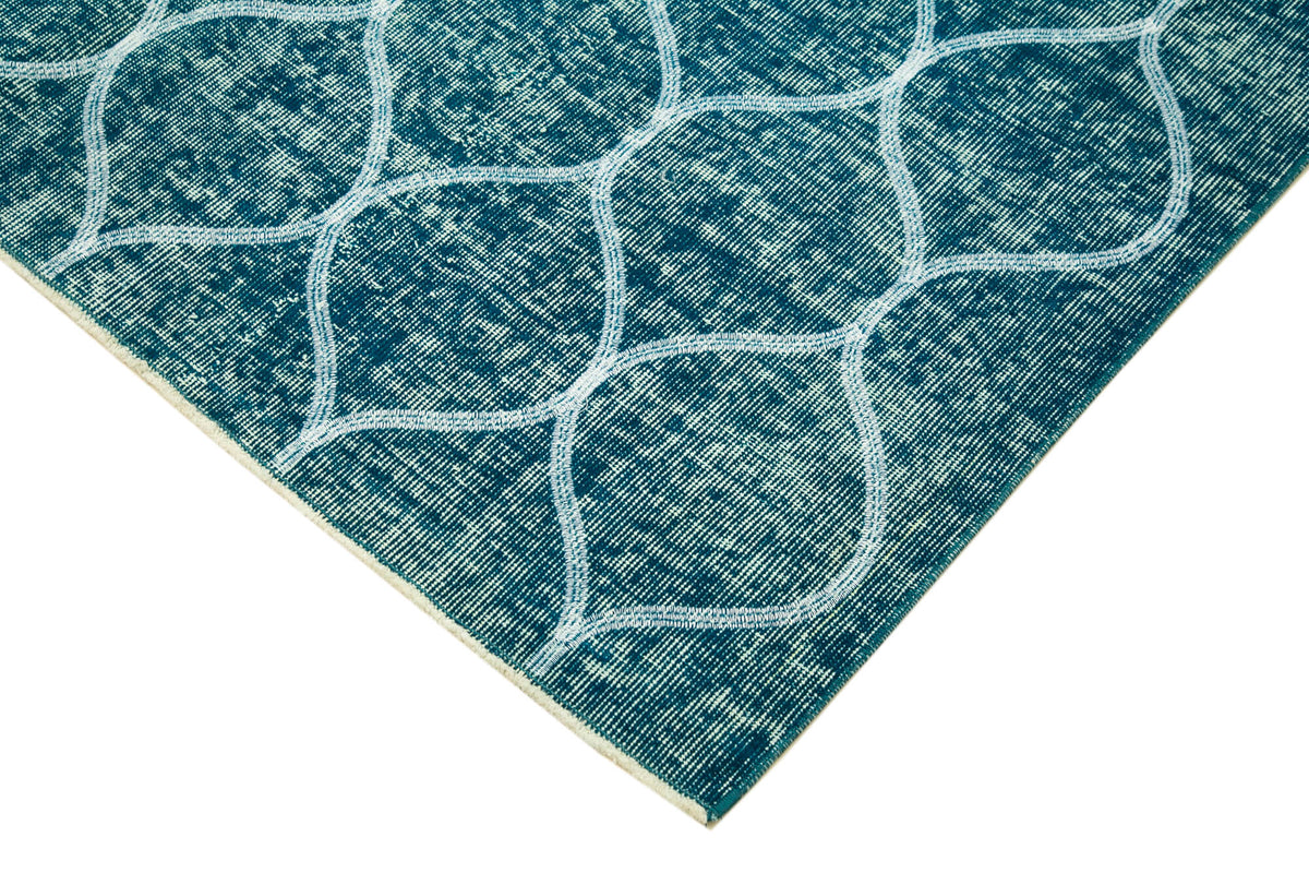 Kesle Turkuaz Beyaz Modern Geometrik El Dokuma Halı 157x241 cm – detay görünümü