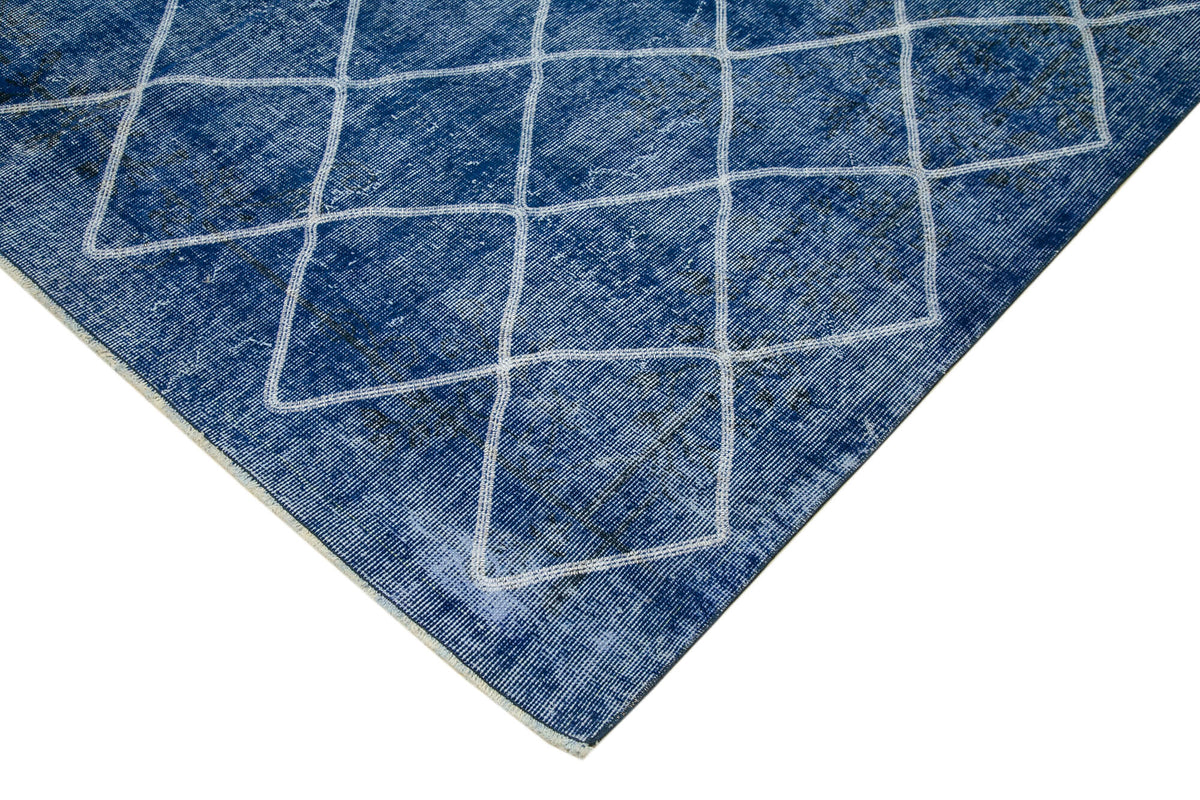 Kesle İndigo Mavi Beyaz Geometrik Desenli El Dokuma Halı 206x293 cm – detay görünümü