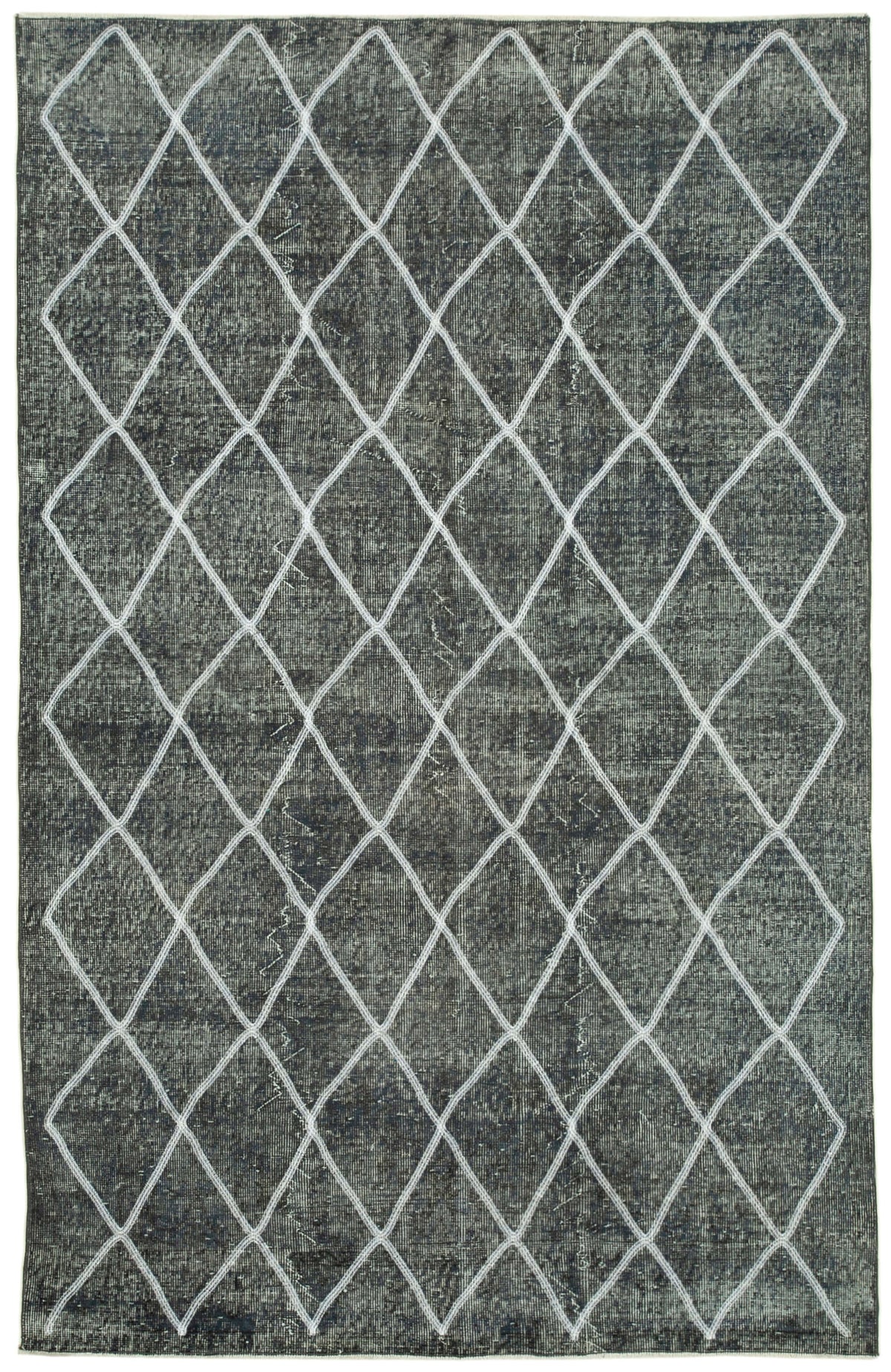 Kesle Gri Beyaz Halı El Dokuma Geometrik Desenli 168x263 cm