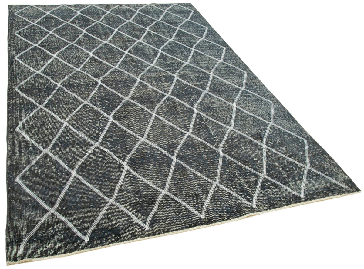 Kesle Gri Beyaz Halı El Dokuma Geometrik Desenli 168x263 cm – genel görünüm