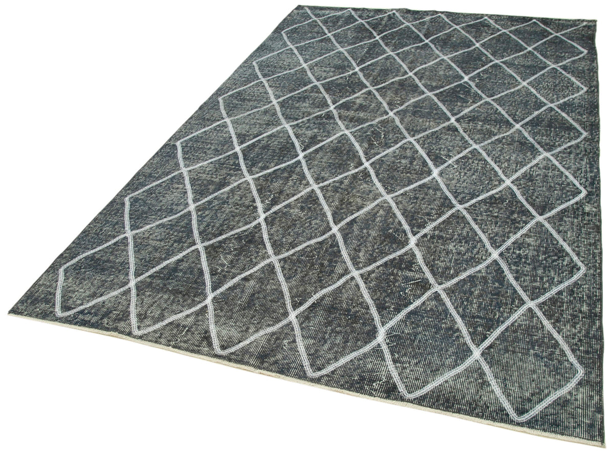 Kesle Gri Beyaz Halı El Dokuma Geometrik Desenli 168x263 cm – doku yakın çekim