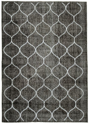 Kesle Antrasit Beyaz Geometrik Pamuk Yün El Dokuma Halı 160x225 cm