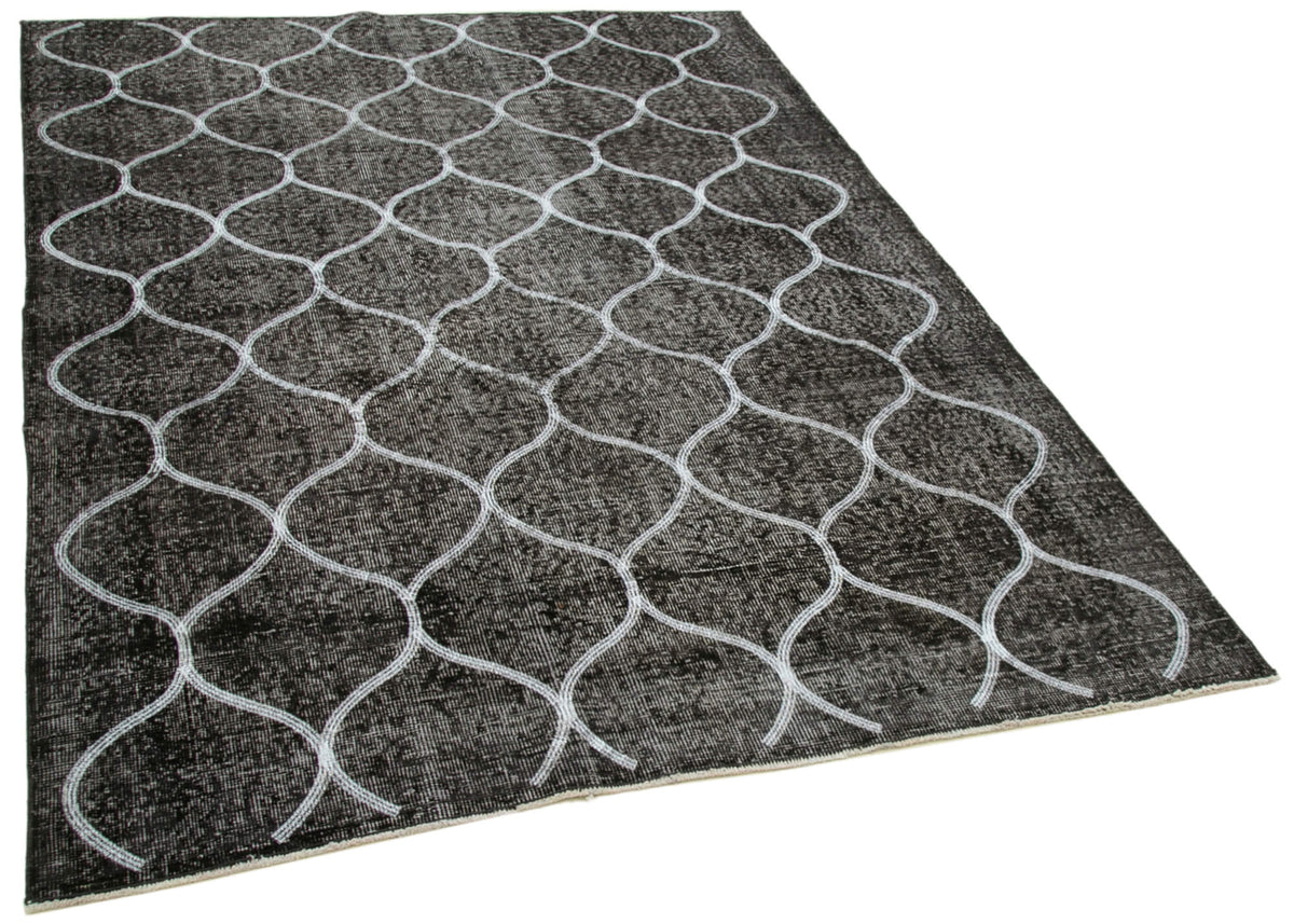 Kesle Antrasit Beyaz Geometrik Pamuk Yün El Dokuma Halı 160x225 cm – genel görünüm