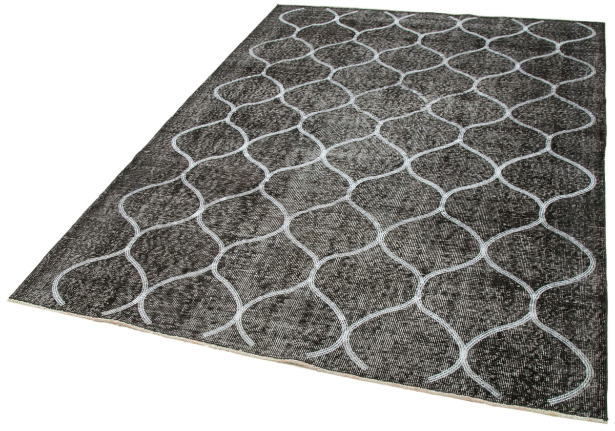 Kesle Antrasit Beyaz Geometrik Pamuk Yün El Dokuma Halı 160x225 cm – doku yakın çekim