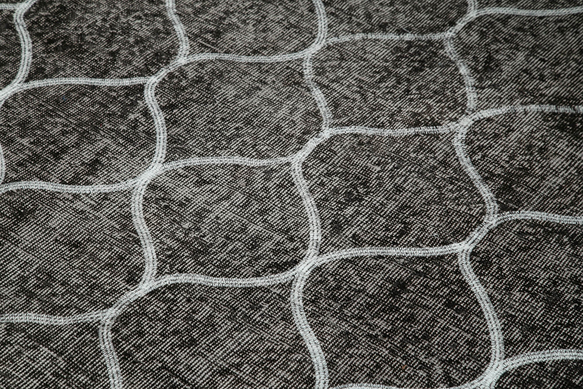 Kesle Antrasit Beyaz Geometrik Pamuk Yün El Dokuma Halı 160x225 cm – mekânda kullanım