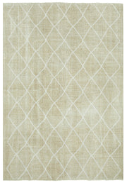 Kesle Vintage El Dokuma Bej Beyaz Geometrik Desenli Halı 190x273 cm