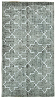 Kesle Açık Gri Geometrik Desenli Modern El Dokuma Halı 145x260 cm