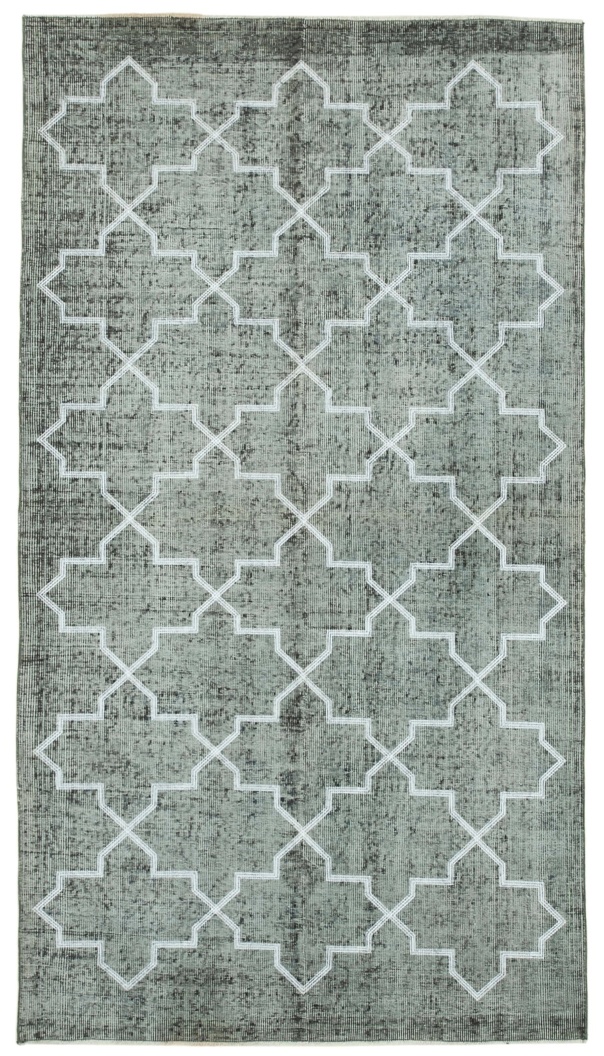 Kesle Açık Gri Geometrik Desenli Modern El Dokuma Halı 145x260 cm