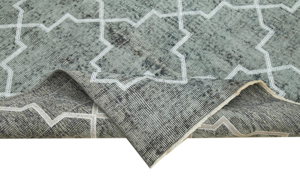 Kesle Açık Gri Geometrik Desenli Modern El Dokuma Halı 145x260 cm – kenar detayı