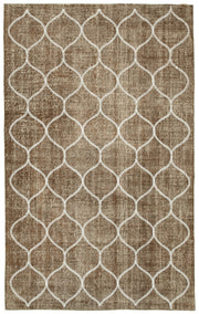 Kesle Geometrik Desenli Kahverengi Beyaz Modern Halı 149x241 cm