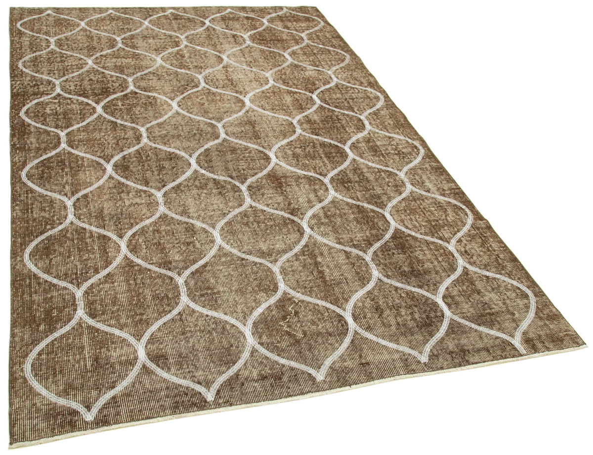 Kesle Geometrik Desenli Kahverengi Beyaz Modern Halı 149x241 cm – genel görünüm