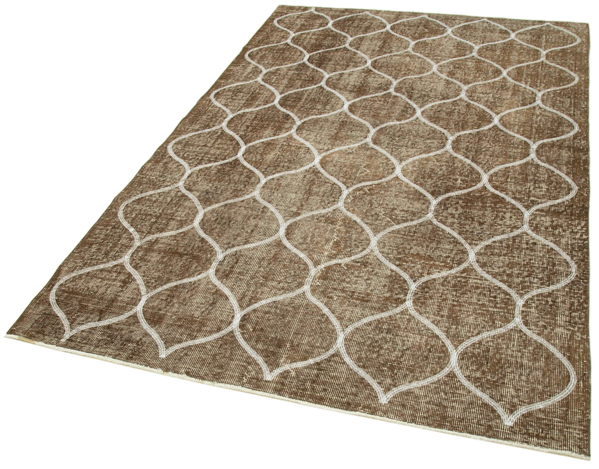 Kesle Geometrik Desenli Kahverengi Beyaz Modern Halı 149x241 cm – doku yakın çekim