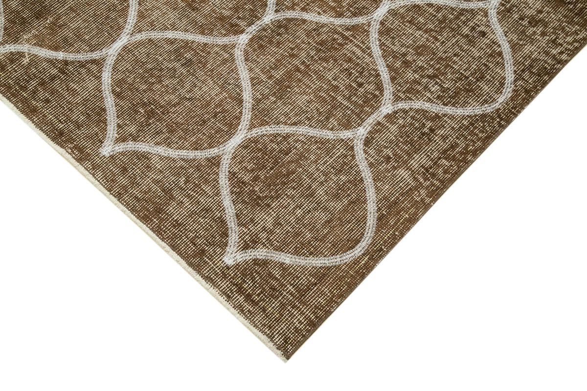 Kesle Geometrik Desenli Kahverengi Beyaz Modern Halı 149x241 cm – detay görünümü