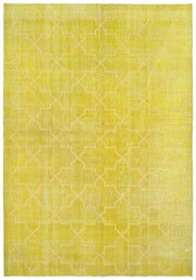 Kesle Geometrik Desenli Sarı ve Bej El Dokuma Halı 198x287 cm 28223