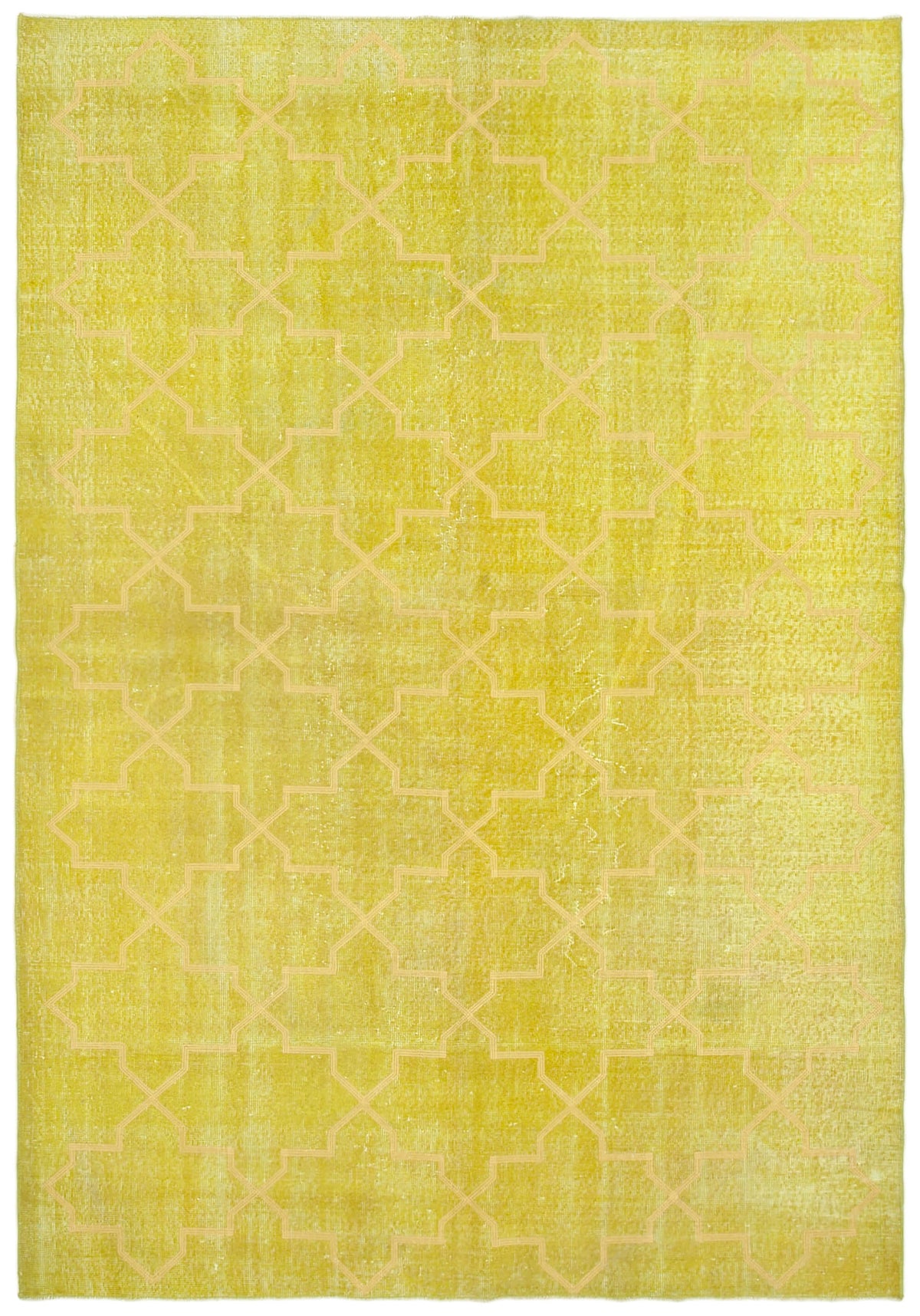 Kesle Geometrik Desenli Sarı ve Bej El Dokuma Halı 198x287 cm 28223