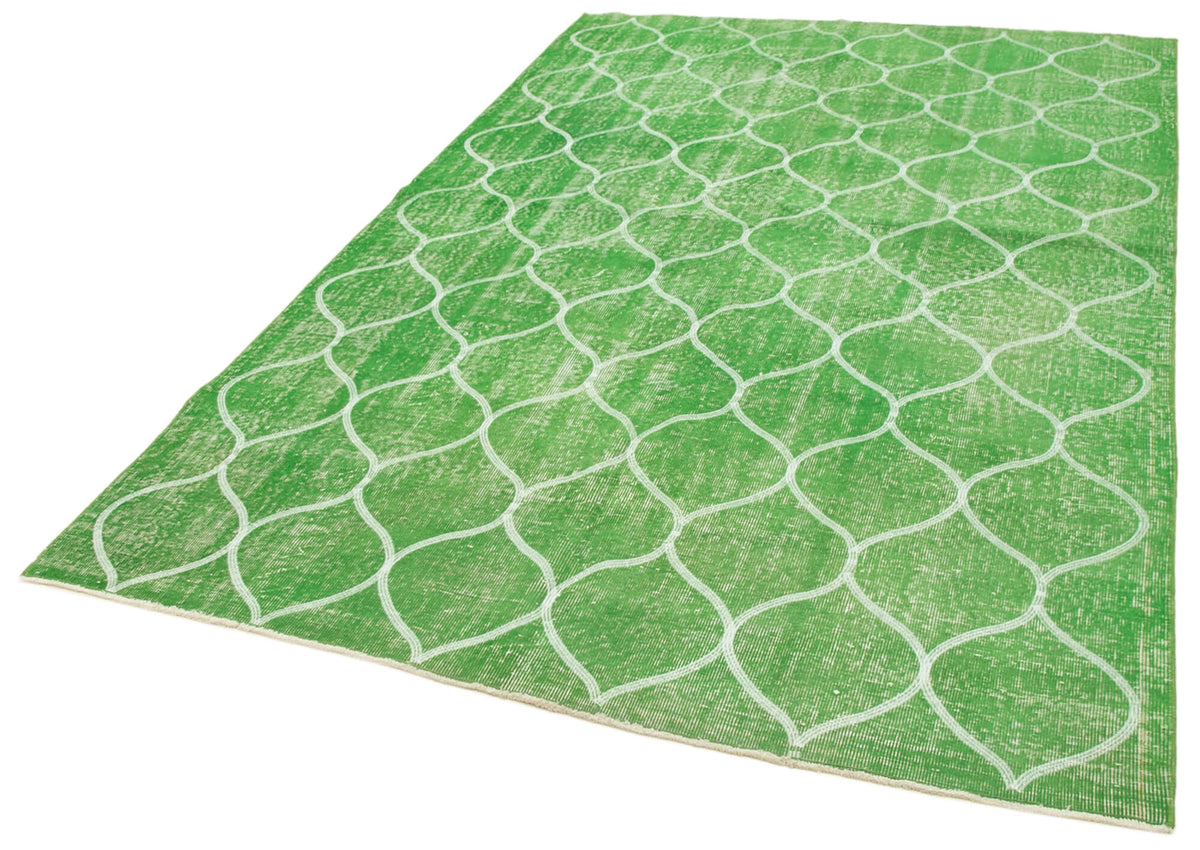 Kesle Geometrik Desenli Yeşil Beyaz Modern Eskitme Halı 180x280 cm – doku yakın çekim