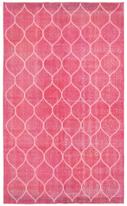 Kesle Beyaz Modern Halı Pembe Zeminli Geometrik Desenli 158x262 cm