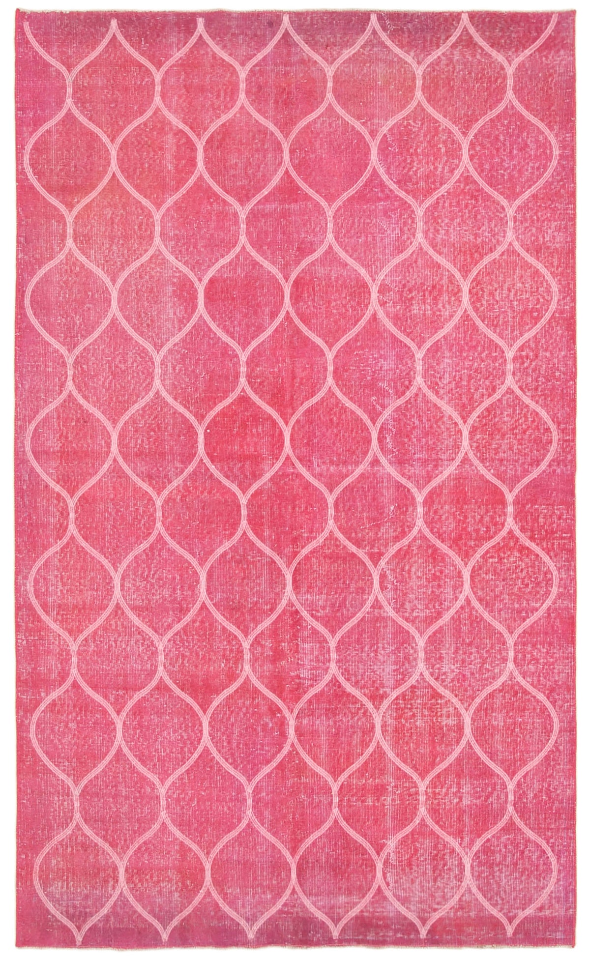Kesle Beyaz Modern Halı Pembe Zeminli Geometrik Desenli 158x262 cm